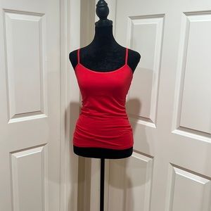 Woman’s, XS, red “favorite cami” by SO. Built in bra. Adjustable straps.
